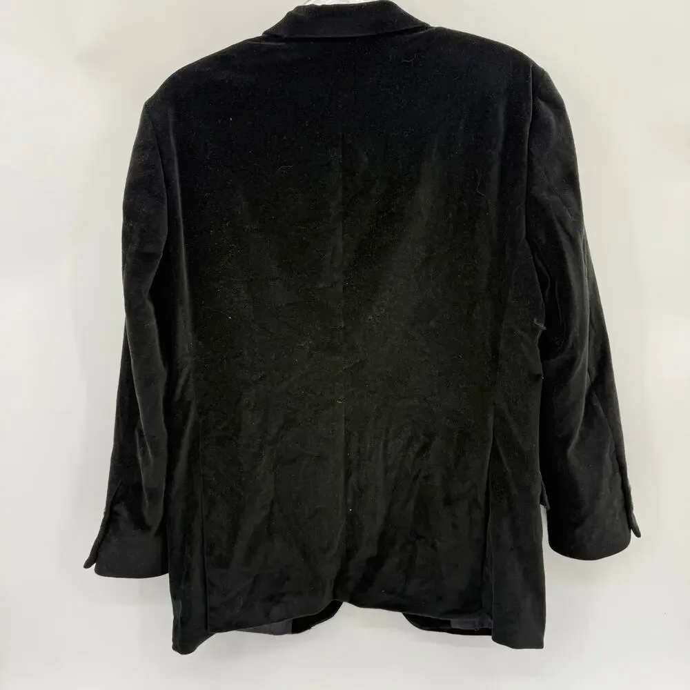 SAMUEL WINDSOR Mens Velvet Single Button Blazer Size 38S Black Regency Jacket